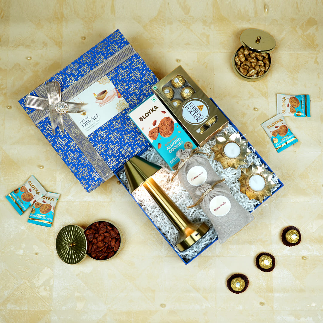 Exclusive Diwali Gifts for Clients - Pyramid Lamp & Dry Fruits